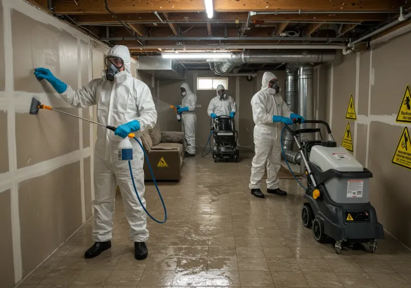 Basement Moisture Removal and Structural Drying process in Staunton, IL